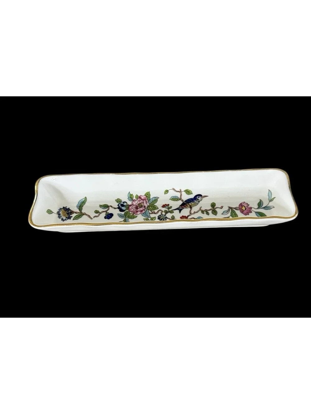 Vintage Aynsley Pembroke Trinket Pen Tray Dish Bird Flowers England Château Core